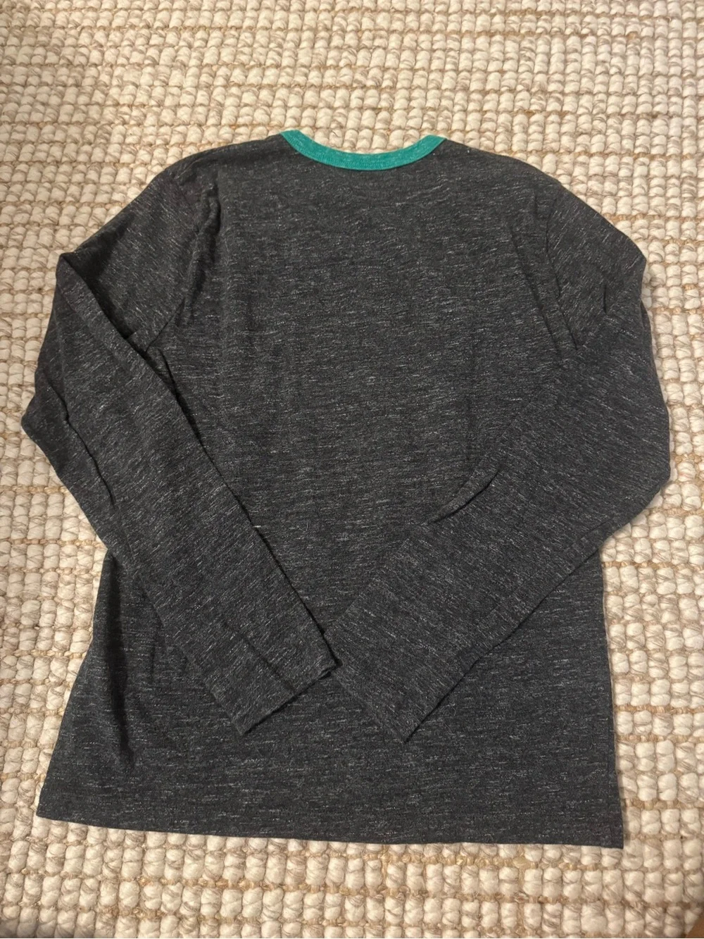 Crewcuts Charcoal Heather Long-Sleeve Tee with Teal Collar